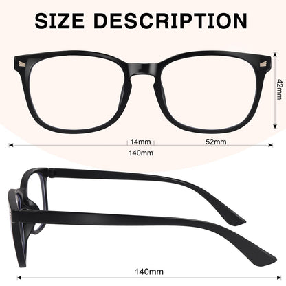 WINTOO Blue Light Glasses for Woman Men | 99% Blue Light Blocking Glasses | Computer Glassess | Night Driving | Gaming | TV Phone Screen Reader Square Frame | Anti Eyestrain & UV Glare Protection