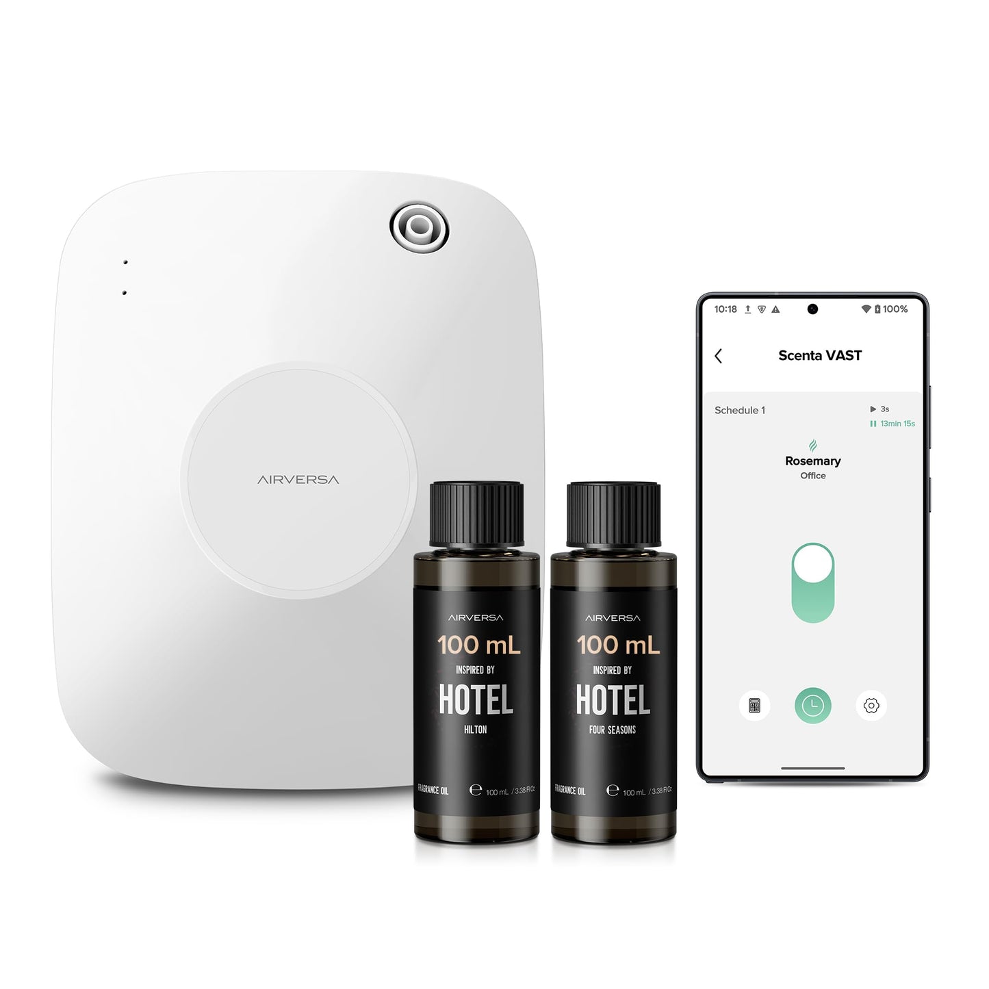 Smart Waterless Essential Oil Diffuser Hotel Scent Starter Kit, 400mL Capacity with 200mL Fragrance Oil, Up to 2000 sq ft Scent Air Machine with 12A1V Power Adapter for Large Room, ANA White Kit