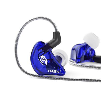 BASN Bsinger PRO in-Ear Monitors Hybrid Dynamic Dual Drivers Two Detachable MMCX Cables Musicians in-Ear Earbuds Headphones (Blue)