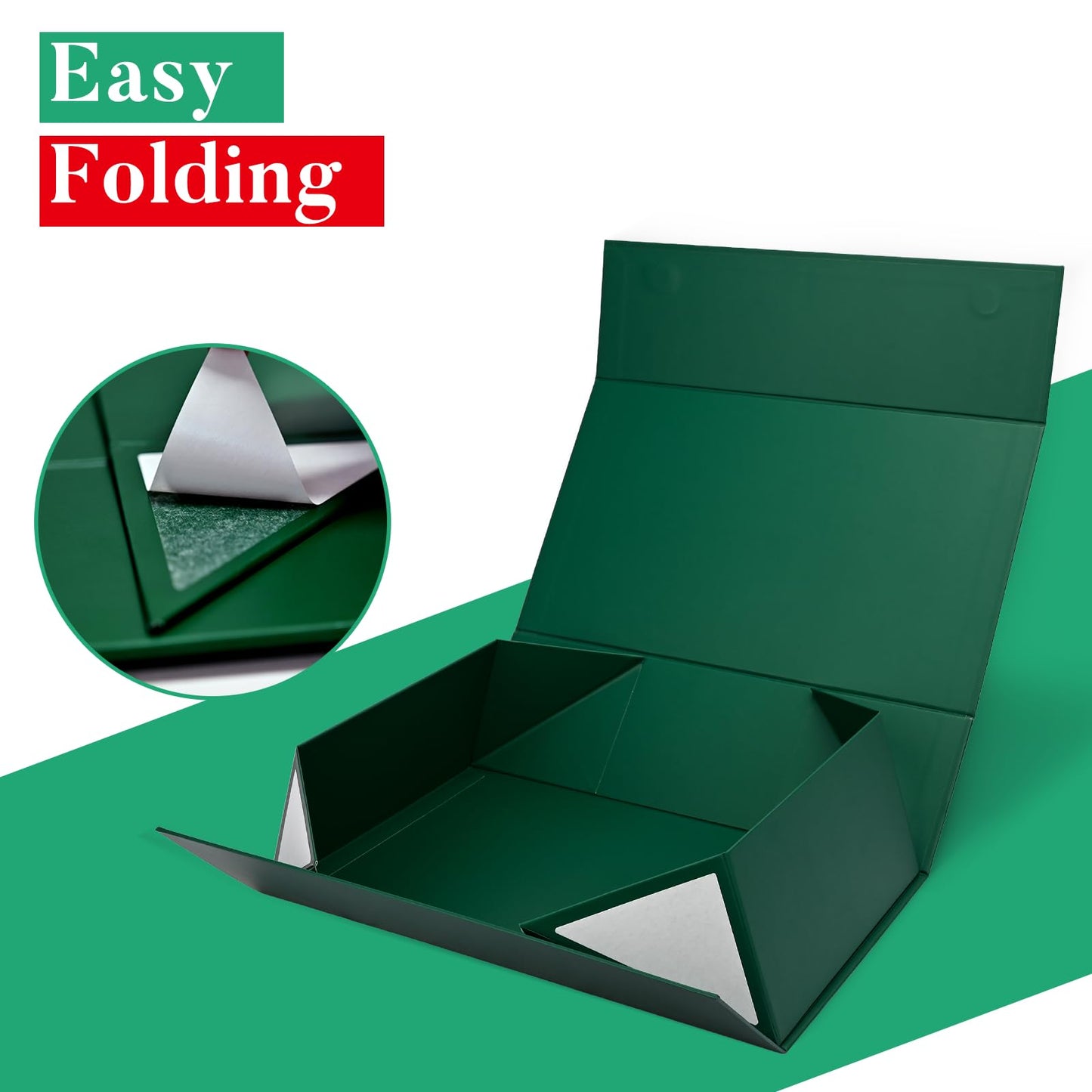 LIFELUM Gift Boxes with Lids 2 Pack 13.85 x 8.35 x 4.45 inch Green Christmas Gift Boxes with Strong Magnetic Lid for Presents with Luxury Accessories Card, Ribbon, Filler,Sticker