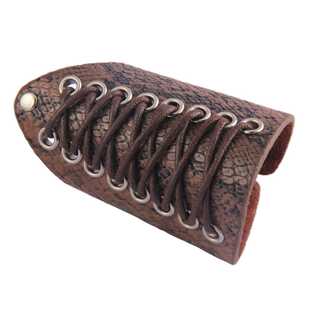 GelConnie Leather Gauntlet Wristband Medieval Bracers Snakeskin Viking Wrist Guards Archery Guards Bracers Wide Arm Armor Cuff for Women Men Halloween Renaissance Costume Props
