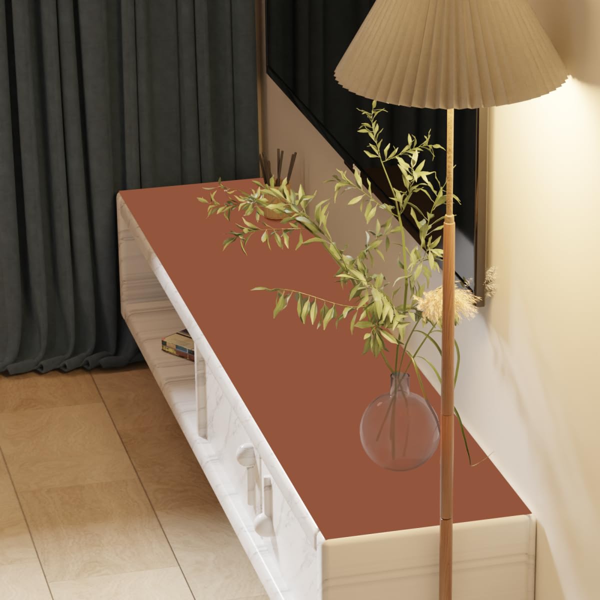 Zinkooat Faux Leather Table Cover,1.8mm Thick,12x72 Inch Table Protector,Glass Table Protector,Table Sticker Cover,Desk Covers On Top of Desks.(Brown+Gray,12x72)