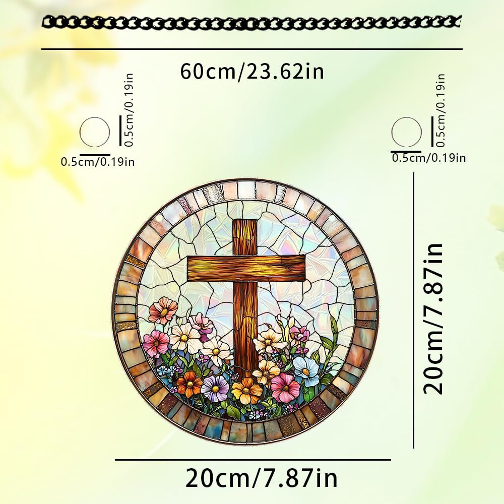 zhuoyaju Acrylic Suncatcher Window Hanging, Cross Sun Catcher Rainbow Indoor Window Decoration for Living Room Bedroom, Summer Home Balcony Ornaments Deco, 7.87 x 7.87 inches
