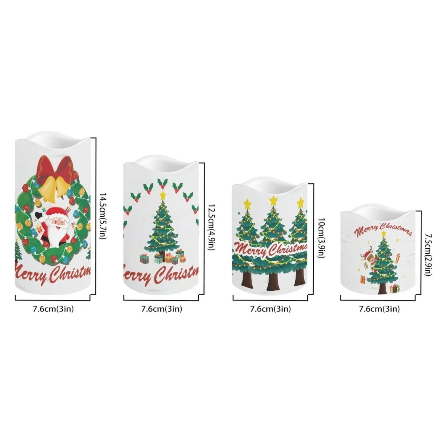 Cozeyat Xmas Trees Flameless Electric Candles 4 Packs,Battery Operated Flickering Real Pillar LED Tealight,Warm Yellow LED Candles for Christmas Decoration