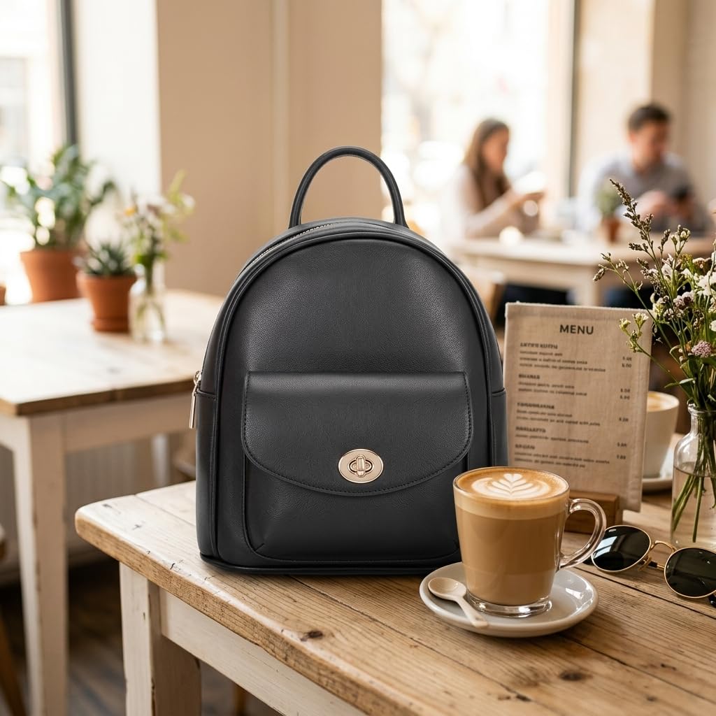 Rosvovo Mini Leather Backpack for Women - Anti-Theft Small Purse with Secured Zipper & Tassel
