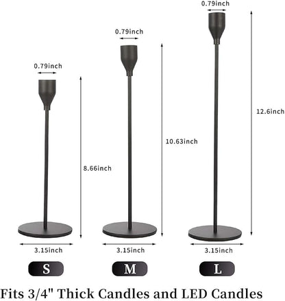 Matte Black Candlestick Holder for Taper Candles, Decorative Candle Holders Bulk Candle Stick Holders, Fits 3/4 inch Candles, Metal Taper Candle Holders for Table Centerpieces, Home Decor (Set of 6)