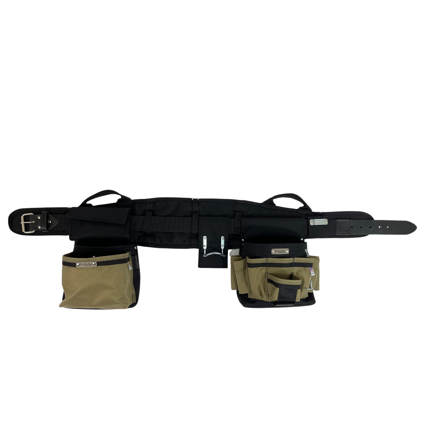 BOULDER BAG Ultimate Electrician's MAX Combo with Comfort Back Support Tool Belt, Leather Belt Buckle, Heavy Duty Work Belt, Tan, (Large 33-36 Inch Waist), Made in USA
