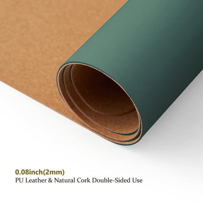 Cork Desk Mat - Dual-Sided Desk Pad for Office and Home - Desk Organization and Accessories - Ideal for Large Mouse Pad and Desk Mats on Top of Desks(Dark Green,90cmx 43cm)