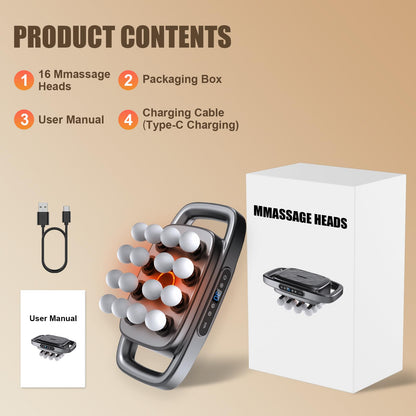 Fathers Day Dad Gifts, 16 Head Massage Gun, 【2026 Upgrade】 12V Motor 60kg Deep Tissue Percussion Massager, 30 Intensity Levels & 3 Smart Modes Multi-Head Back Massager for Legs,Arms,Waist Pain Relief