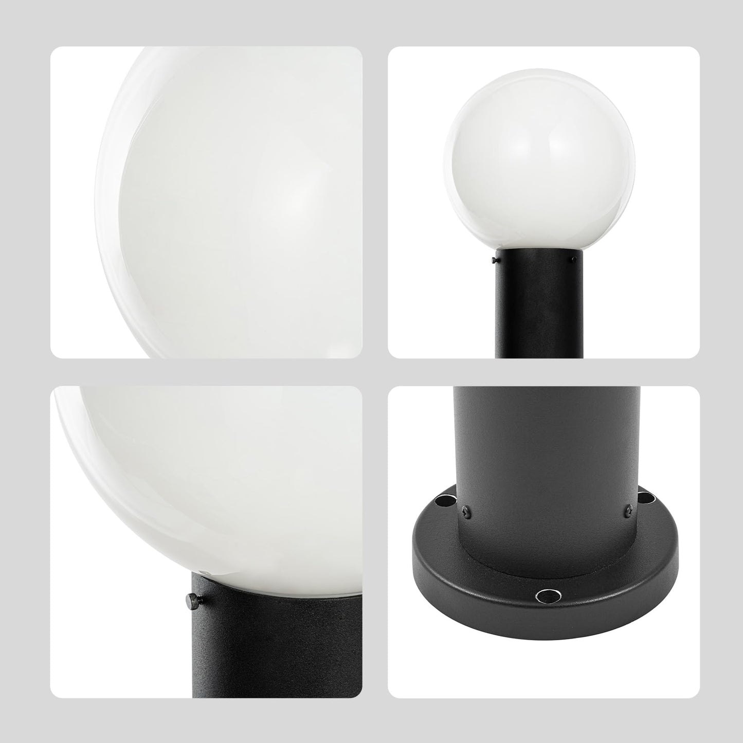 Lucande 35.5" Outdoor Post Light, Modern Outside Bollard Light with Opal Glass Globe, Black Aluminum Pathway Lamp Post Light for Walkway Driveway Patio Garden, Hardwired, E26 Bulb Not Included