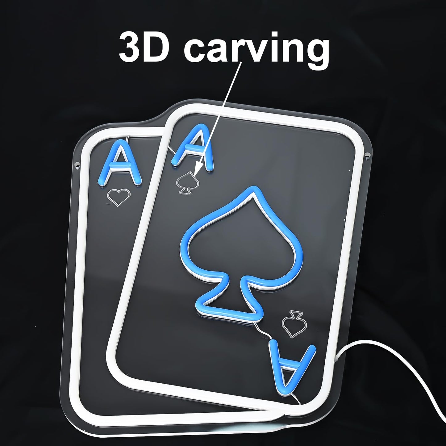 Poker Neon Sign, Playing Cards Neon Sign for Wall Decor Poker Dimmable LED Neon Light Sign for Bedroom Casino Bar Game Room Man Cave Wall Art Birthday Party Decor（Blue）
