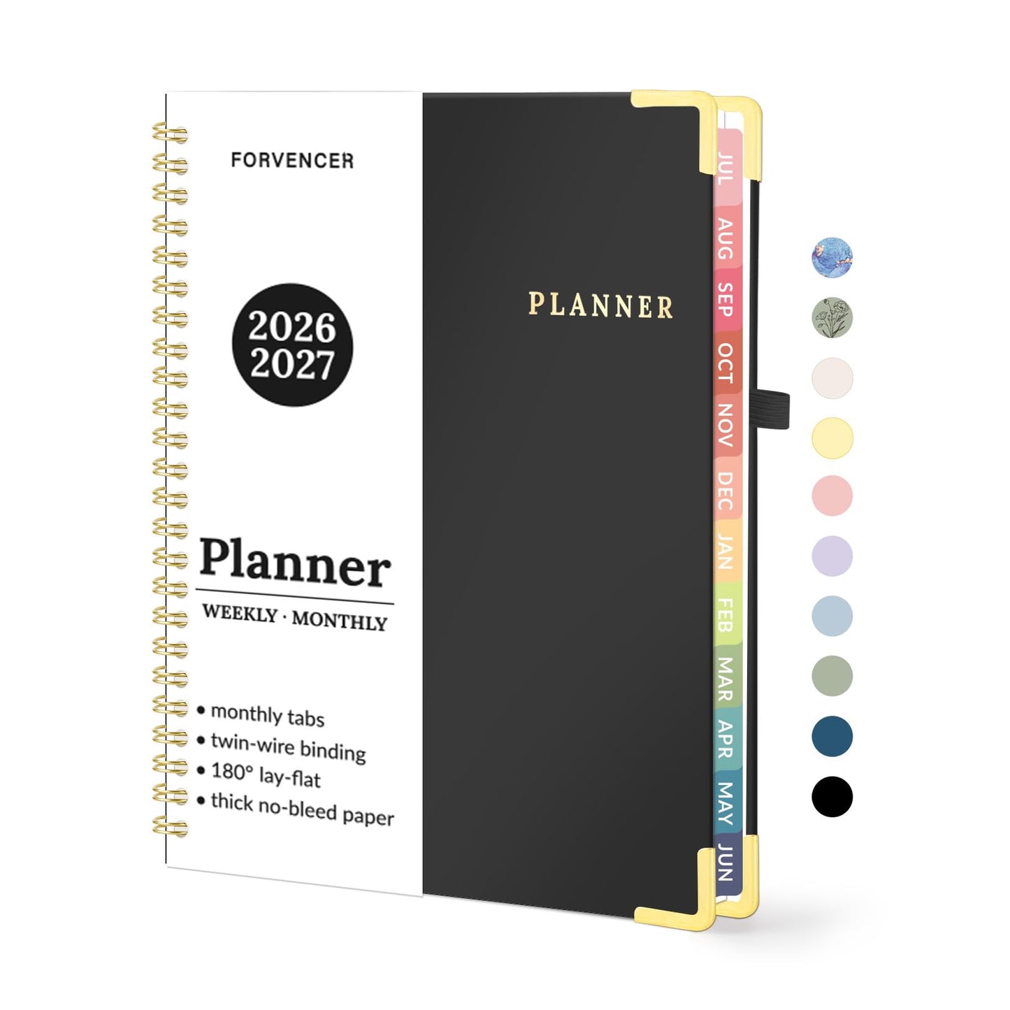 Forvencer Academic Planner 2026-2027, July 2026-June 2027 Weekly & Monthly Hardcover Calendar Planner, 6" X 8", Daily Agenda Book, School Office Notebook College Teacher Student Organizer A5, Black