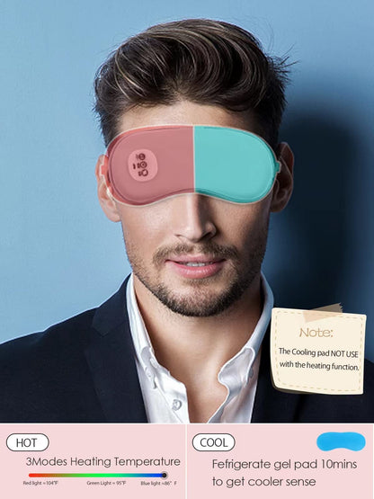 SandKing Cordless Heated Eye Massager with Cooling Eye Pad, Vibrating Heating Sleeping Mask for Men Women Kids -USB Charing Heated Eye Mask Electric for Dry Eyes, Relax,Travel (Blue)