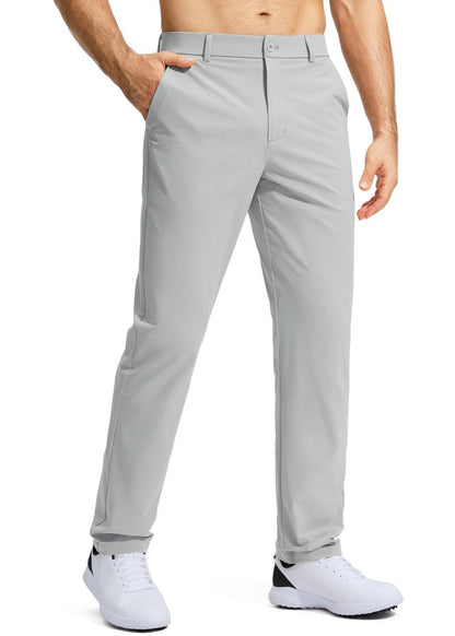 Pudolla Men's Golf Pants Work Dress Comfy Pants Casual Slacks Trousers with Pockets(Bright Gray 42Wx34L)