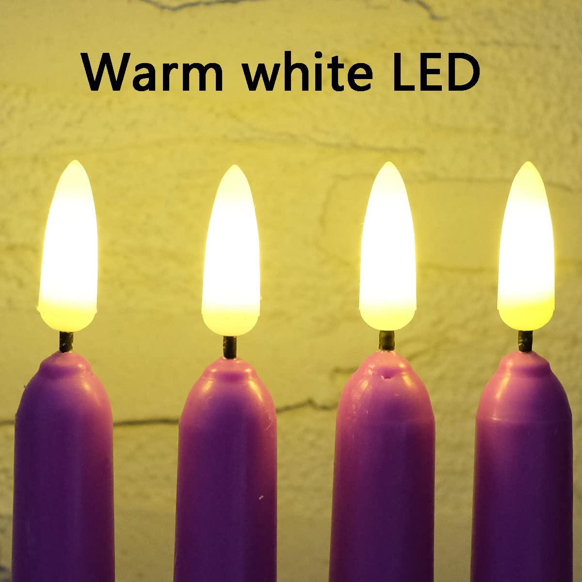 NONNO & ZGF 10 Pack Purple Flameless 11'' Wax Covered Taper Candles with 2 Remote, Use 2-AA Battery (Not Included, Runs 200 Hours)