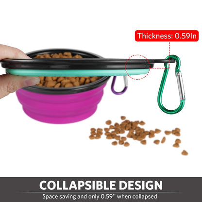 ME.FAN Collapsible Dog Bowl for Travel (12oz), 6 Pack Portable Pet Bowl with Carabiners, Foldable, Expandable
