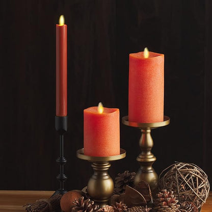Luminara - Flameless Battery Operated Taper Candle - Burnt Orange - Pack of 1-1x9.5 - LED Flickering Flame - Realistic Safe for Home Kids and Pets