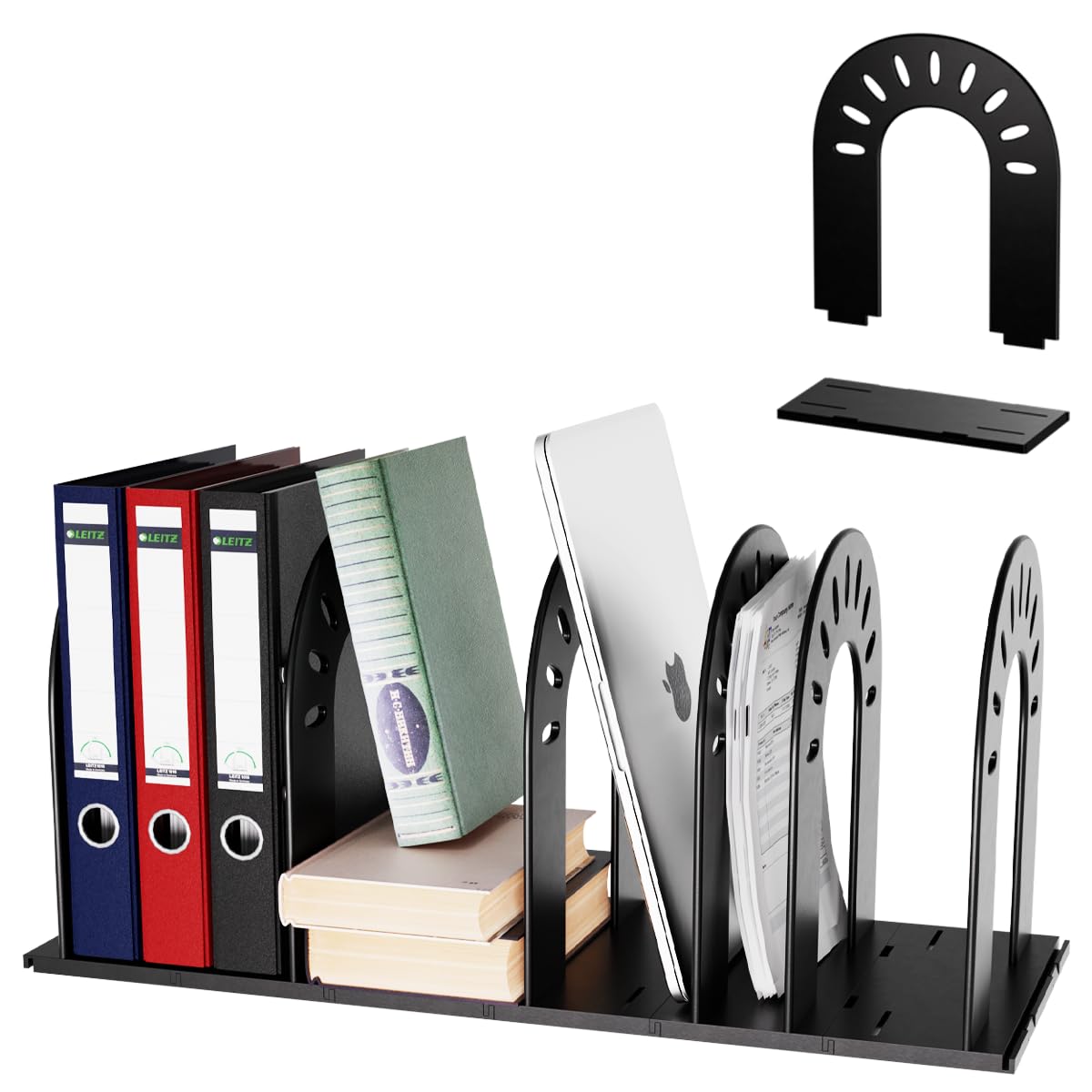 AIFEIRIC Binder Holders,File Organizer,Binder Organizer,Bookshelf Organizer for Desk, Adjustable Vertical Magazine File Holder for Office School & Classroom (black)