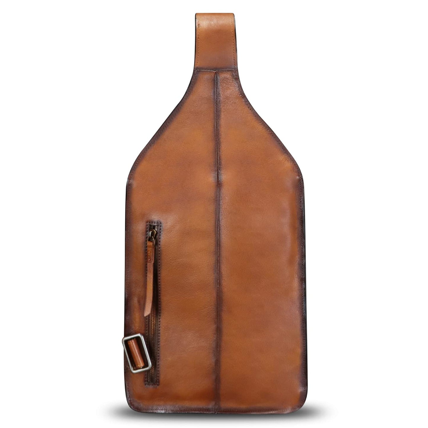 FEIGITOR Genuine Leather Sling Bag for Men Handmade Retro Crossbody Backpack Purse Hiking Daypack Chest Shoulder Fanny Pack (Brown)