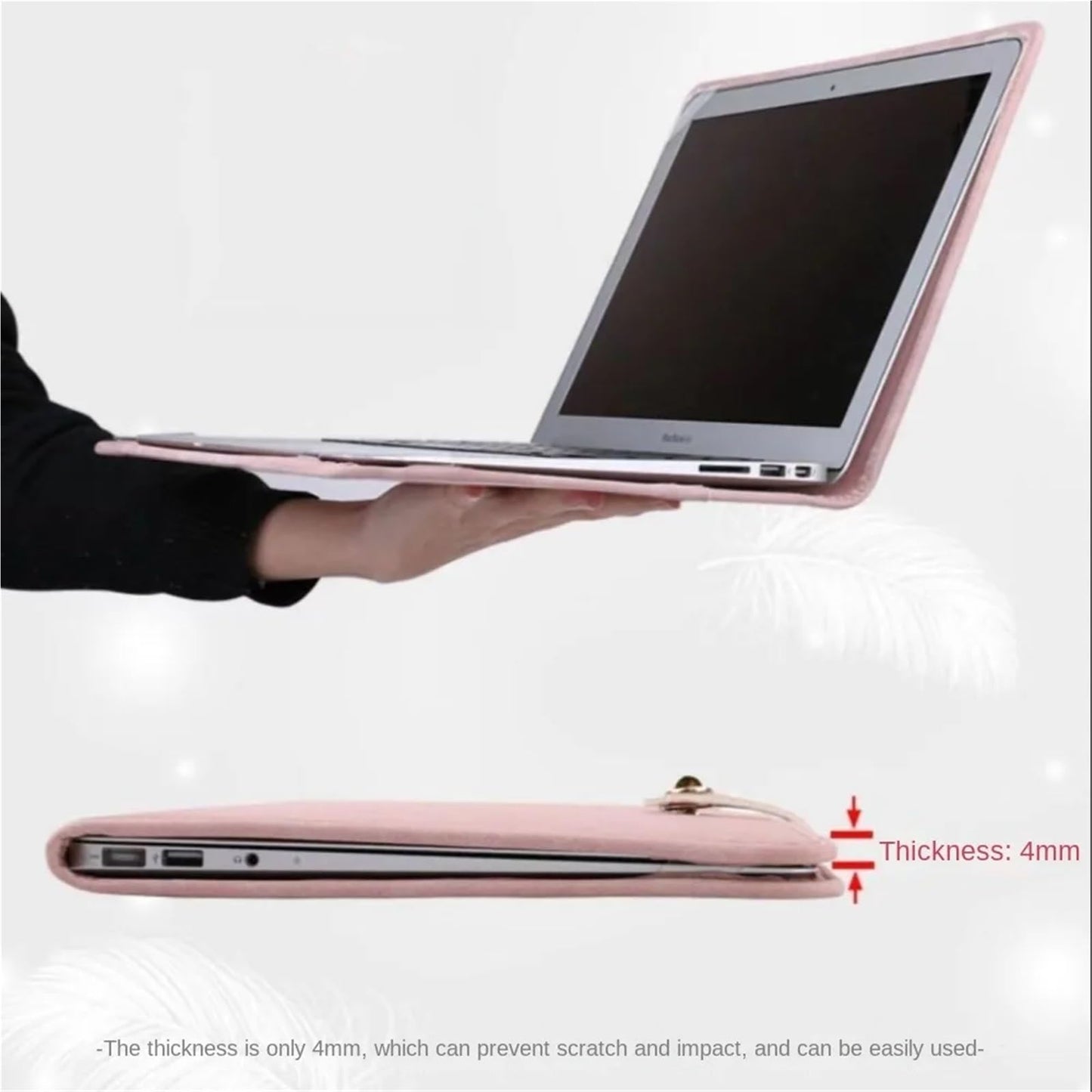 PU Laptop Sleeve Pink With Handle Protective Case Laptop Bag，Compatible with 15.6" Notebook(15.6 inch)