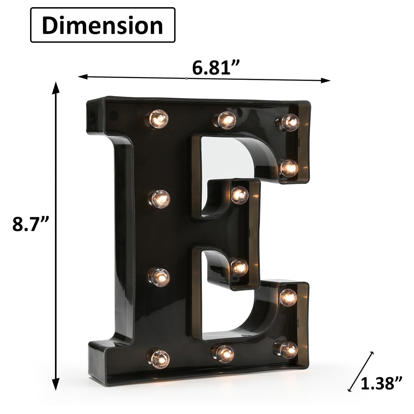 OYCBUZO Light Up Black Alphabet Marquee Letters Sign LED Marquee Number Lights Sign for Night Light Home Bar Christmas Lamp Birthday Party Wedding Decoration E