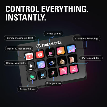 Elgato Stream Deck MK.2 – Studio Controller, 15 macro keys, trigger actions in apps and software like OBS, Twitch, YouTube and more, works with Mac and PC