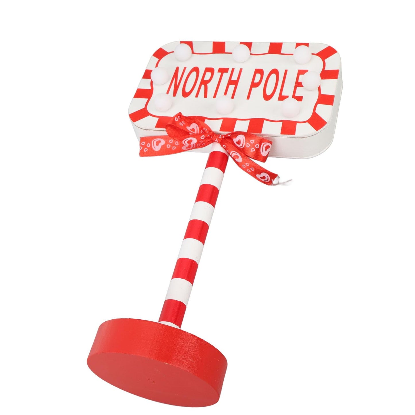NOENNULL Xmas LED Street Lamp Wooden North Pole Sign Battery Operated Tabletop Night Light Xmas Tree Night Light Tabletop Decorations for Home Office Holiday Party Decoration