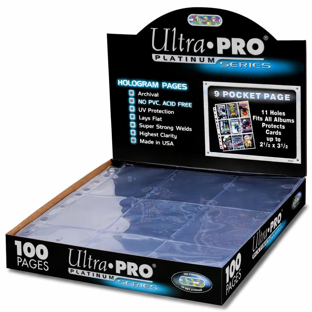 Ultra Pro 9 Pocket Pages Platinum Series 100 Pages of Card Sleeves for Trading Baseball Card Binder, -Pokemon and Baseball Card Sleeves