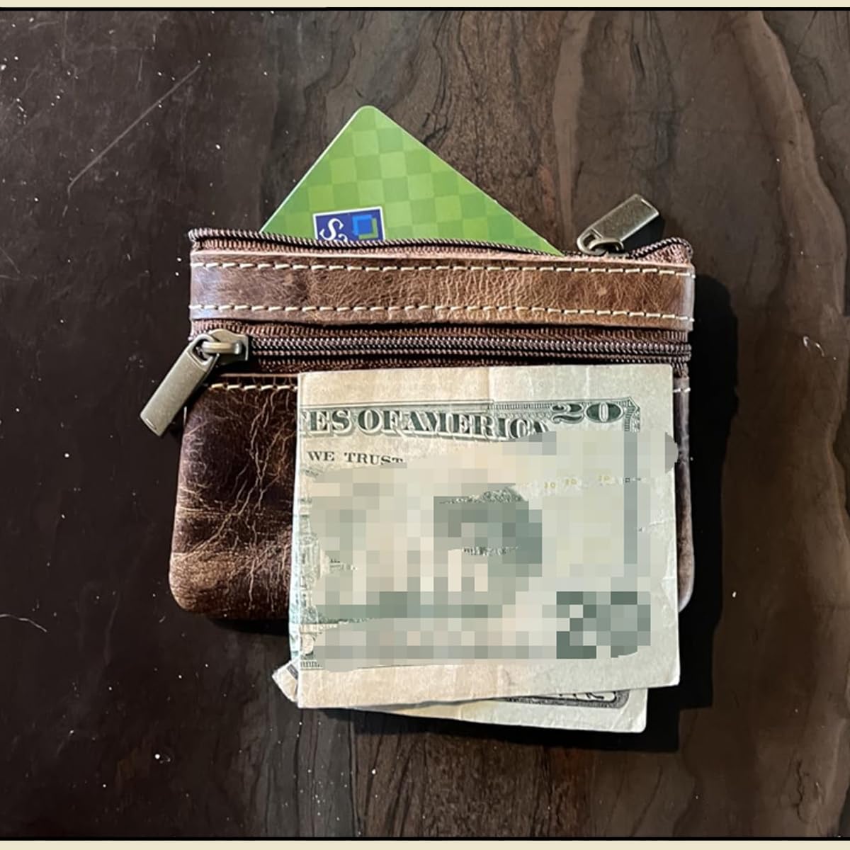 Hibate Black Small Mini Size Leather Coin Purse Change Pouch for Women Men Kids with Zip Key Ring