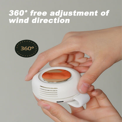 Portable Silent Mini Bladeless Electric Fan - Portable Rechargeable Neck Fan - Mini Whirlwind Clip-On Fan with 3 Speed Settings, USB Type-C Charging - Green