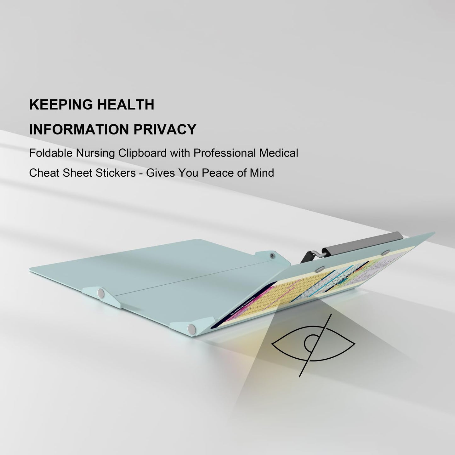 Nursing Clipboard Foldable Pocket Size-Nursing Edition Cheat Sheets Aluminum 3 Layers Foldable Clipboard Nursing Nurse Clipboard Foldable fits in Nurses Doctors(Mint)
