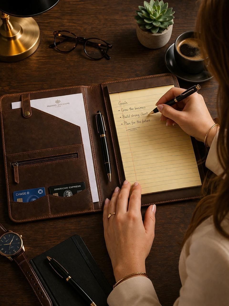 Leather Portfolio, Binder, Business Portfolio for Professionals, Leather Padfolio, Document Card Holder, Resume Folder, Business Padfolio for Men & Women