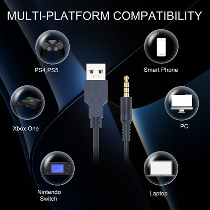ELCTHUNDER Gaming Headset for Xbox One, PS5, PS4, PC - Kids Over-Ear Wired Headphones with Microphone and RGB Light