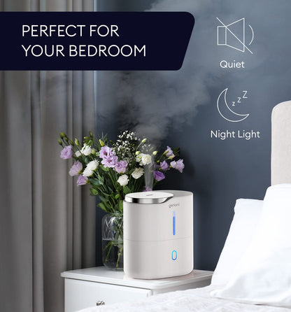 GENIANI Ultrasonic Cool Mist Humidifier for Bedroom, Large Rooms, Home, 4L - Easy Fill & Clean Humidifier for Plants w/Auto Shut-off, 40H Runtime - Quiet, Top Fill Air Humidifier
