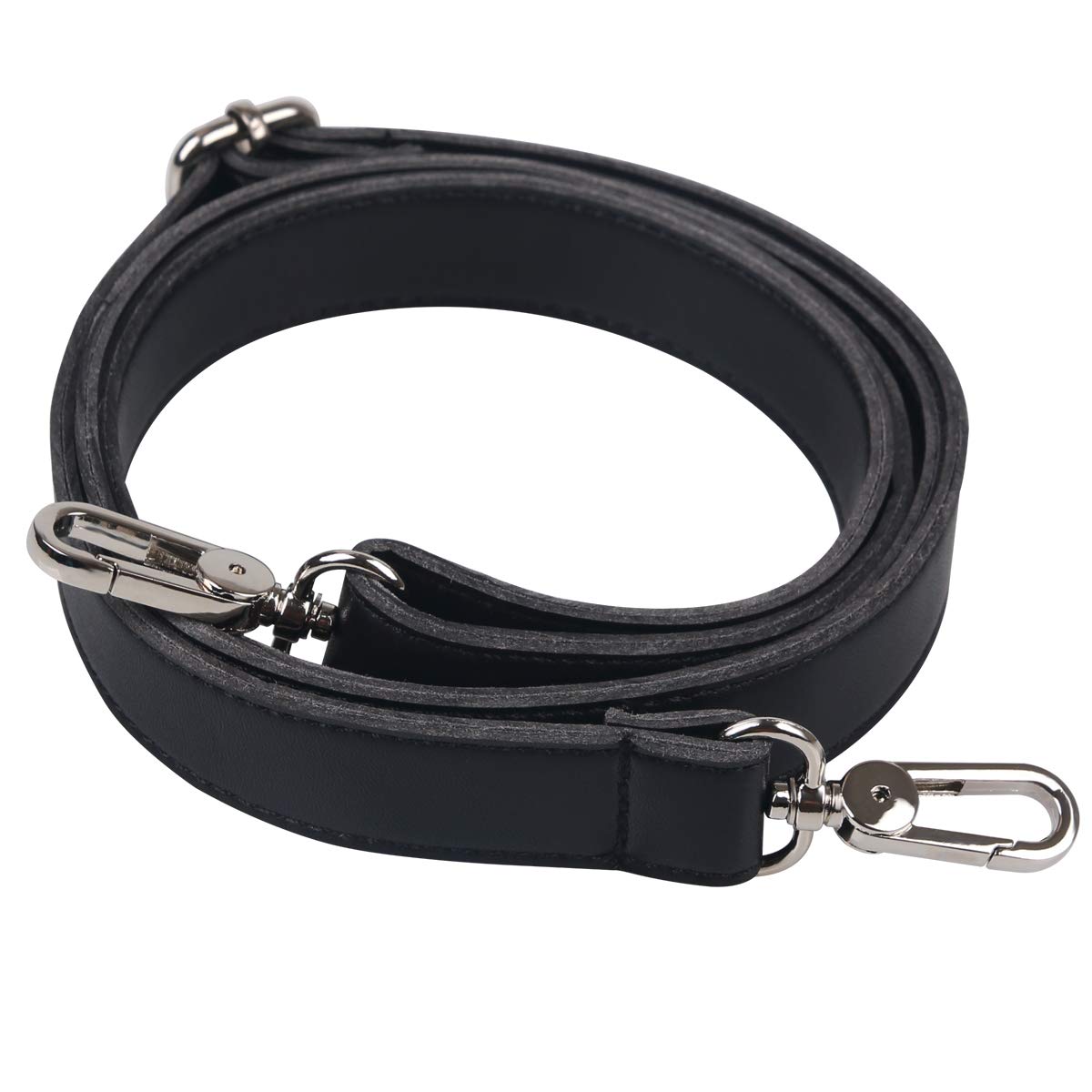 BOMKEE Purse Straps Bag Shoulder Leather Strap Replacement 61 Inch Synthetic Messenger Bag Strap with Metal Swivel Hooks for Bag Wallet DIY Purse (Black)