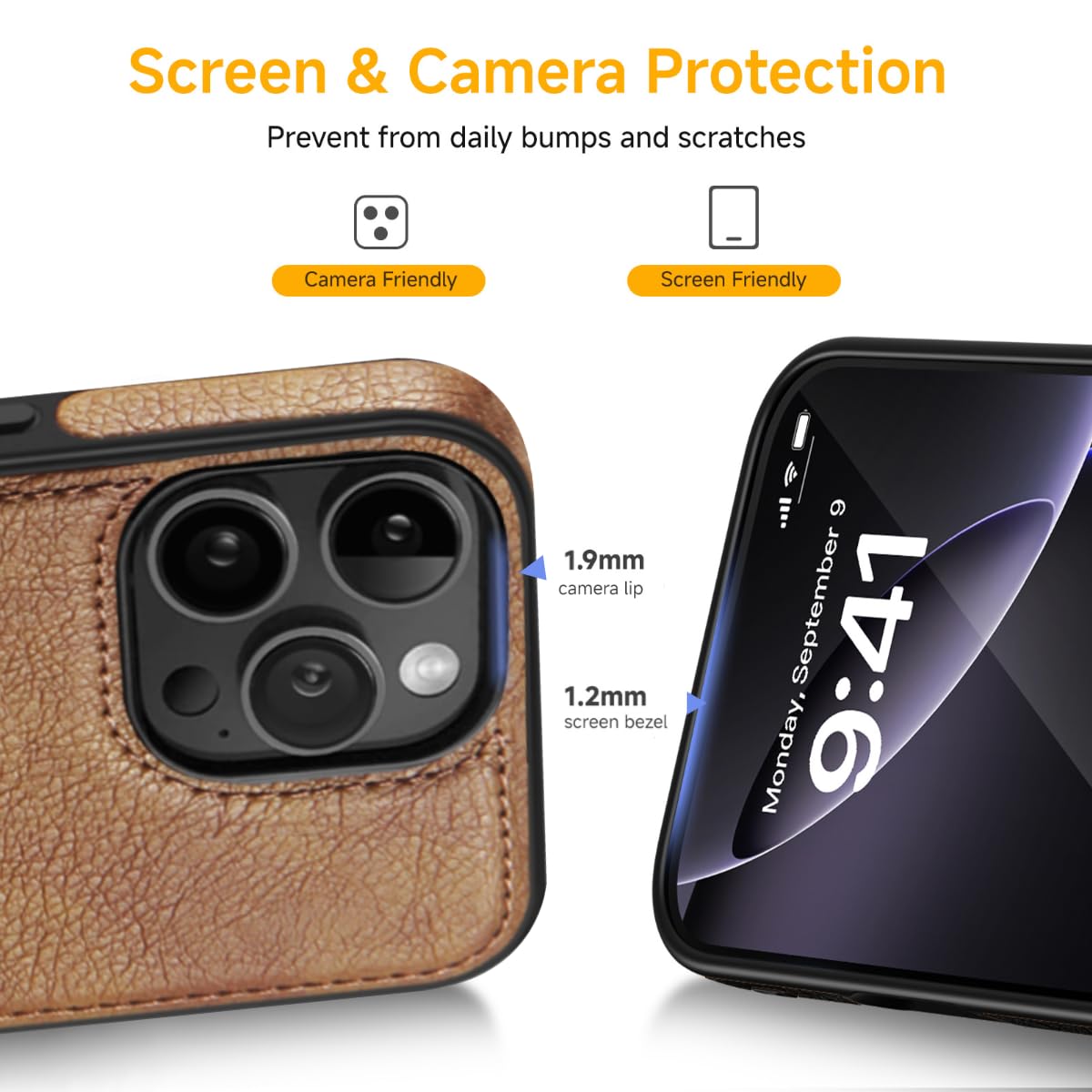 DOGODON Design Compatible with iPhone 12 & iPhone 12 Pro Case Luxury Leather Business Vintage Slim Non-Slip Soft Grip Shockproof Protective Cover (2020) 6.1 Inch (Brown)