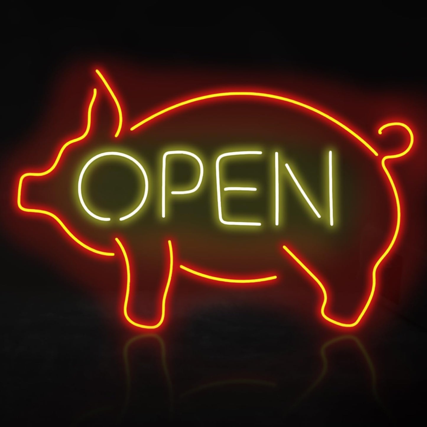 Pig Open Neon Sign, Business Shop lamp Pig Open Led Wall Hanging Custom Restaurant Kitchen BBQ LED Lights Wedding Birthday Party Decor, Business Room Accessories Neon Sign