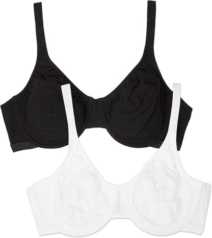 Fruit of the Loom Women's Multi-Pack Unlined Underwire Cotton Bra