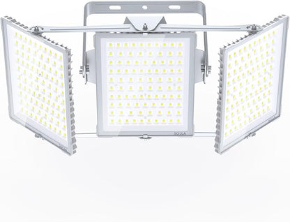 750W 2025 Plus New Upgraded LED Flood Light Outdoor, 75000LM Super Bright Stadium Lights, 6000K Daylight White, IP66 Waterproof, 3 Heads Adjustable Outdoor Floodlight for Yards, Arena, Garden