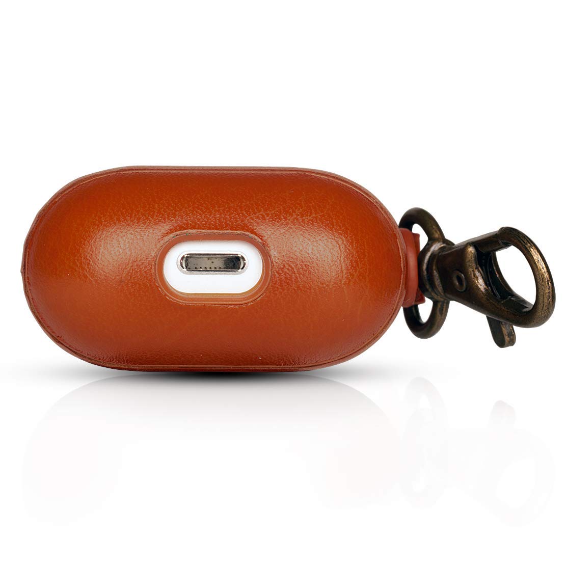 Dreem Om Case Cover with Keychain Clip Compatible with AirPods 1 & 2, Vegan Leather Airpods Case for Men & Women, Luxury Earbuds Accessory for Apple iPhone - Caramel