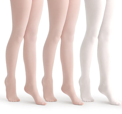 SKIDREAM 3 Pack Girls Ballet Tights 50D Ultra Soft Opaque Footed Stockings