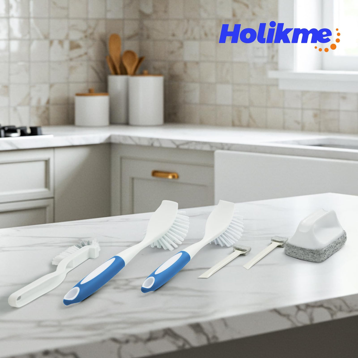 Holikme 6Pack Kitchen Cleaning Brush, Green