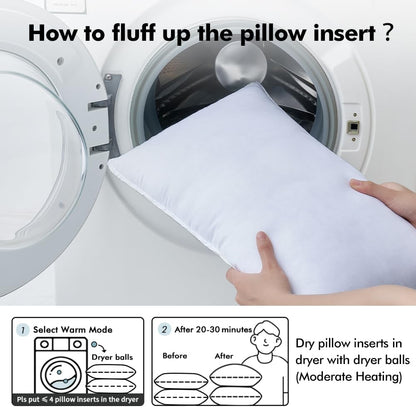 MIULEE 24x24 Pillow Inserts,Down Alternative Pack of 2 Euro Decorative Throw Pillows for Sofa Couch Bed, Ultra Soft Fluffy Bed Sleeping Form