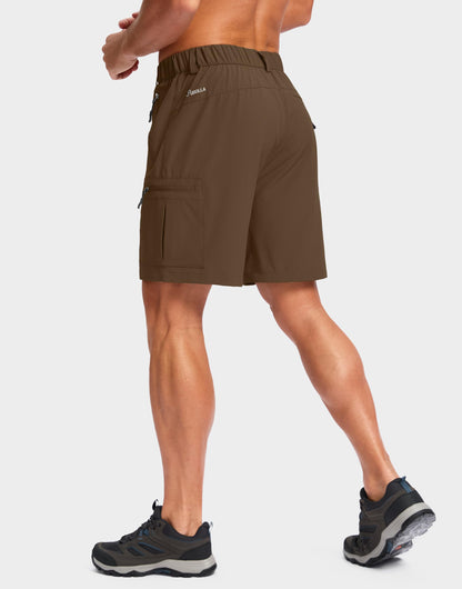 Pudolla Men's Hiking Cargo Shorts Lightweight 7" Travel Casual Shorts for Men Golf Work Outdoor with 5 Zipper Pockets(Brown 3X-Large)
