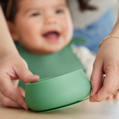 NumNum Suction Bowls for Babies & Toddlers, Extra Strong Non-Slip Suction, 100% Food-Grade Silicone, BPA-Free, Microwave & Dishwasher Safe, Baby-Led Weaning Bowls for 4+ Months & GOOtenils Blue/Green