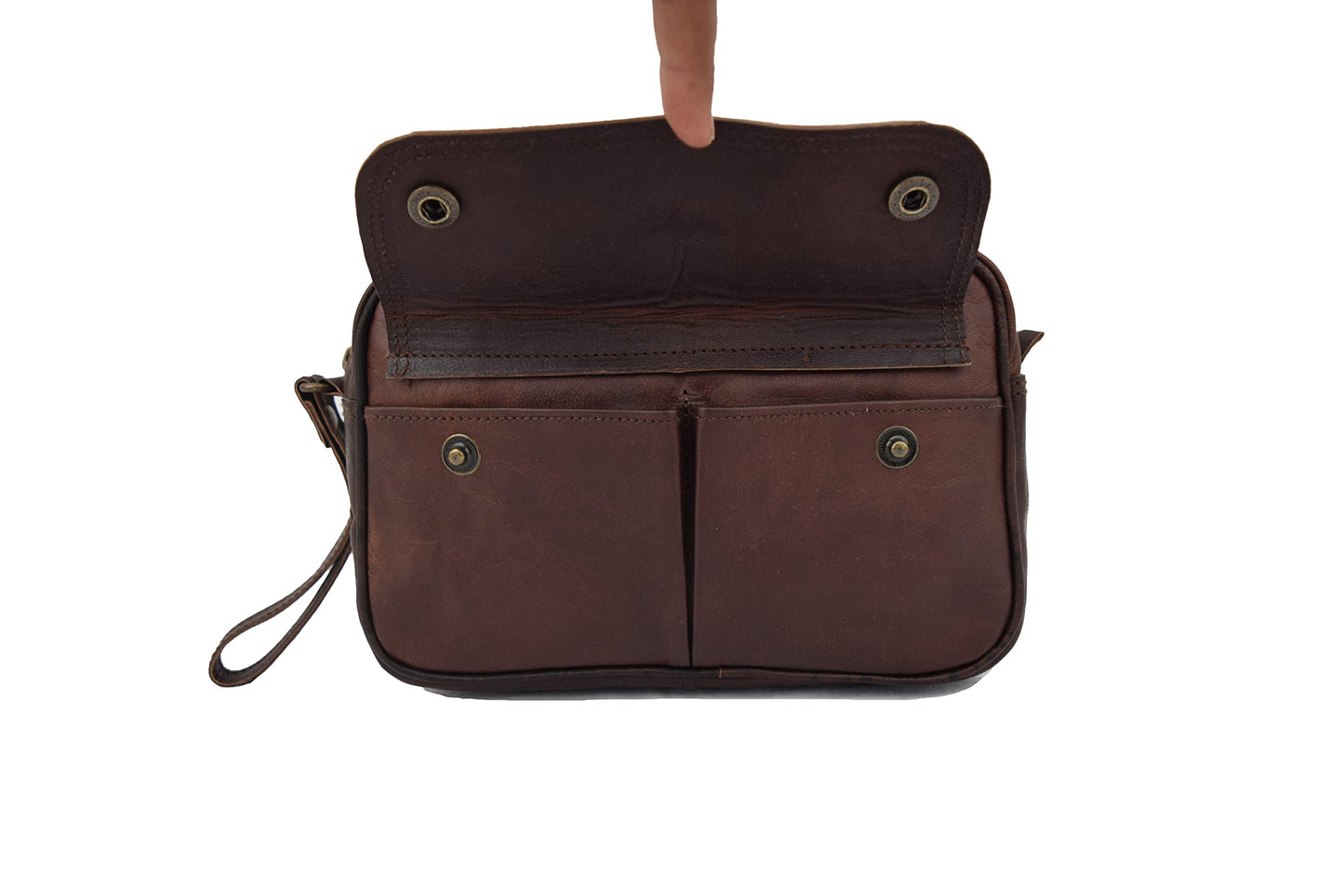 Vintage Handmade Real Brown Leather Toiletry Bag For Men, Shaving Kit Organizer Pouch Wash Bag Case