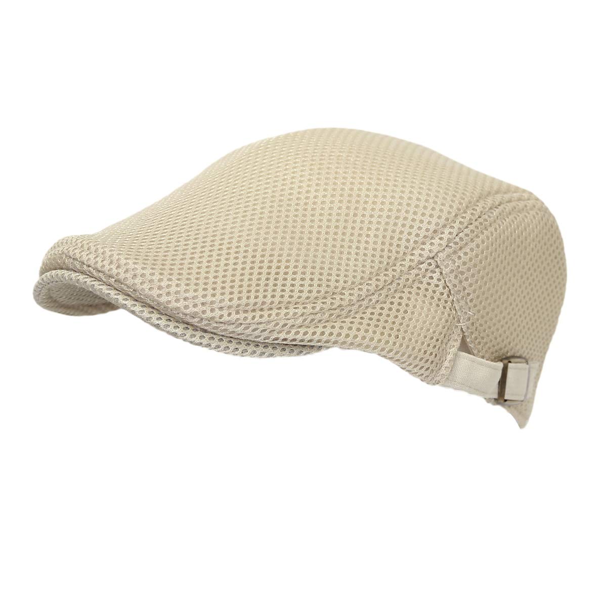 WITHMOONS Ivy Cap Summer Linen-Like Cotton Newsboy Irish Golf Hats MZ30038 (Mesh_Beige)