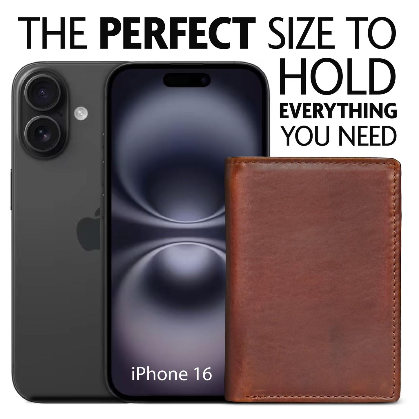 MID WEST RANGE Classic Trifold Wallet for Men, RFID Blocking, Double Bill Compartment, Full Grain Cowhide Leather Wallet, Vintage Brown