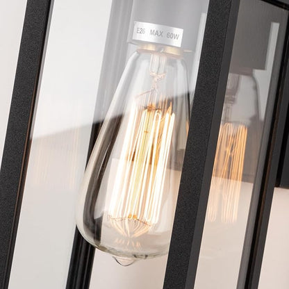 mirrea 11" Classic Outdoor Wall Sconce 1 Light in Matte Black Rectangular Metal Frame and Clear Glass Shade Waterproof Porch Light Patio Light Pack of 2