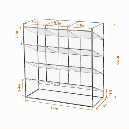 BEYGORM Acrylic Vertical Marker Organizer for 150 Markers with 13 Compartments, Clear Angled Pen & Pencil Holder, Large Desk Stationery & Art Supply Storage for Office & School (10.2 x 9.8 x 4 Inch)